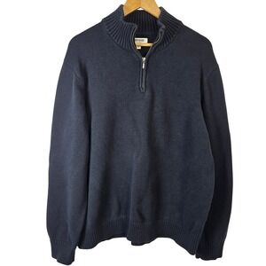 Goodthreads Mens XXL 100 Cotton Quarter Zip Mock Neck Sweater‎ Navy Blue
